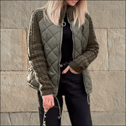 Phoebe Winthorpe | Quilted Zip-Front Jacket with Knit Sleeves For Women