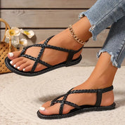 Lucille Ashgrove | Braided Strap Flat Sandals For Women