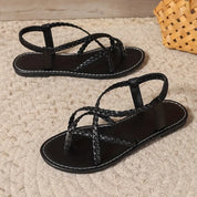 Lucille Ashgrove | Braided Strap Flat Sandals For Women
