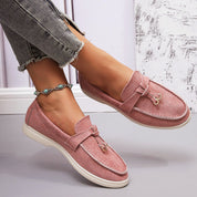 Elaine Morrow | Suede Buckle Loafers For Women