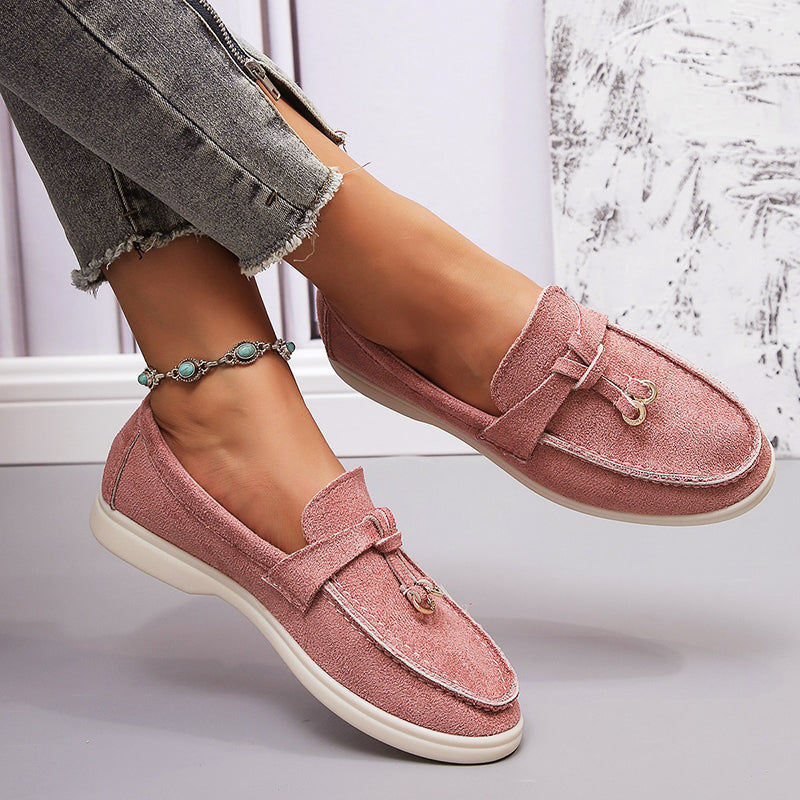 Elaine Morrow | Suede Buckle Loafers For Women