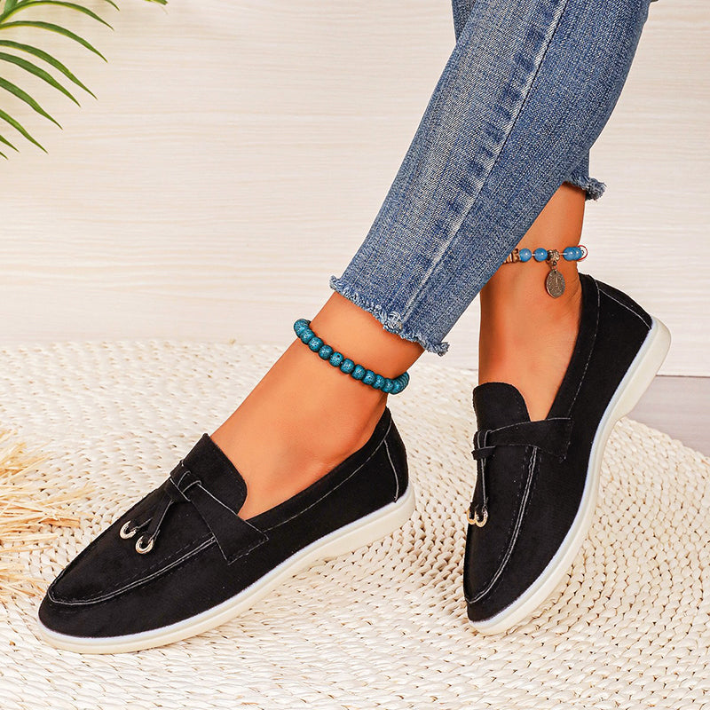 Elaine Morrow | Suede Buckle Loafers For Women