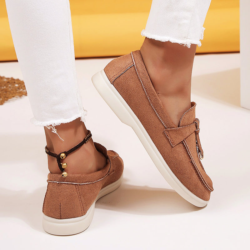 Elaine Morrow | Suede Buckle Loafers For Women