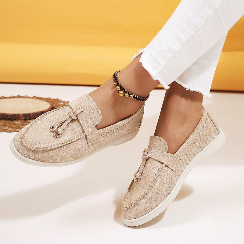 Elaine Morrow | Suede Buckle Loafers For Women