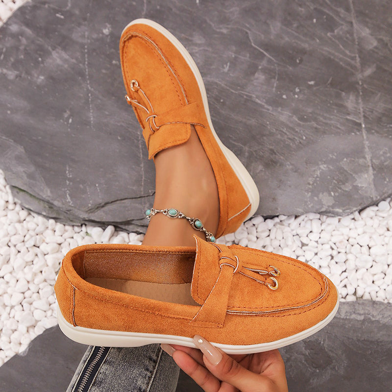 Elaine Morrow | Suede Buckle Loafers For Women