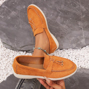 Elaine Morrow | Suede Buckle Loafers For Women