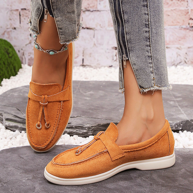 Elaine Morrow | Suede Buckle Loafers For Women