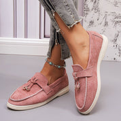 Elaine Morrow | Suede Buckle Loafers For Women