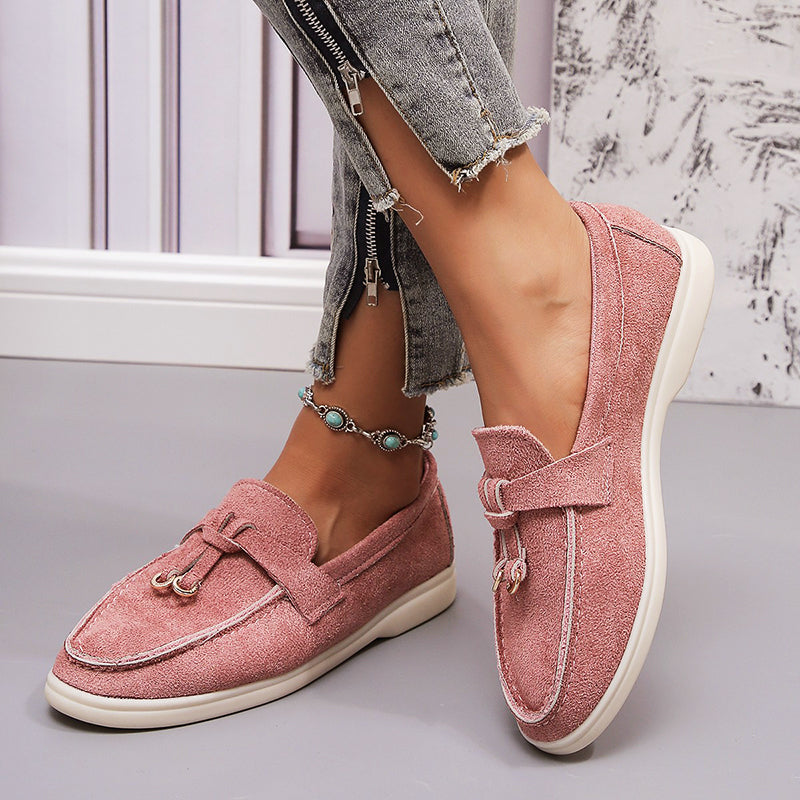 Elaine Morrow | Suede Buckle Loafers For Women