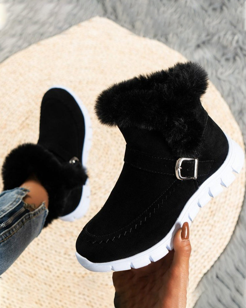 Margot Whitfield | Fluffy Trim Ankle Snow Boots For Women