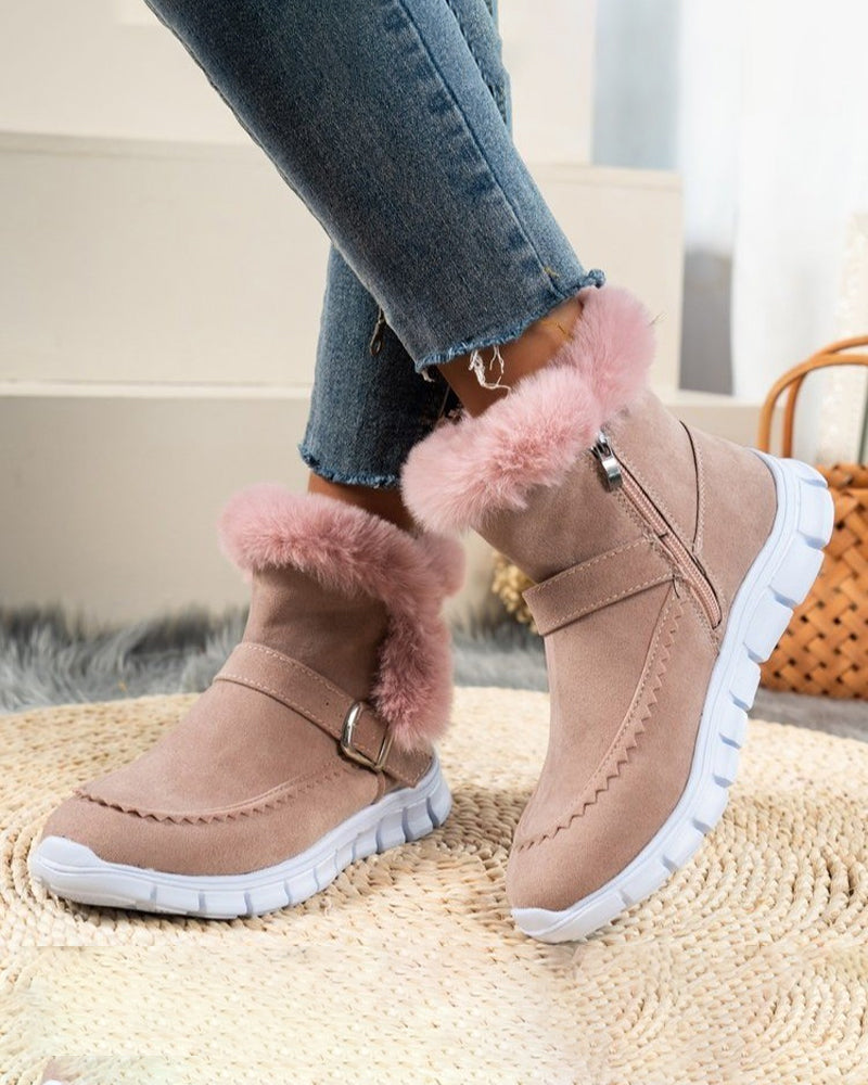 Margot Whitfield | Fluffy Trim Ankle Snow Boots For Women