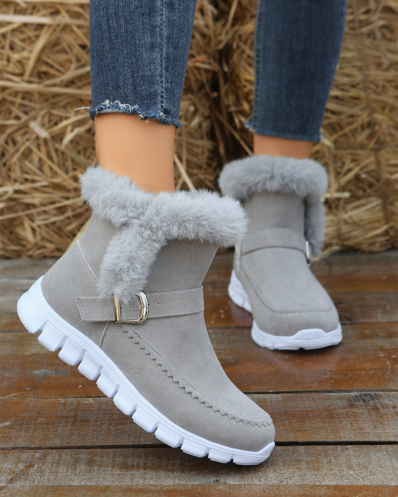 Margot Whitfield | Fluffy Trim Ankle Snow Boots For Women