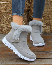Margot Whitfield | Fluffy Trim Ankle Snow Boots For Women
