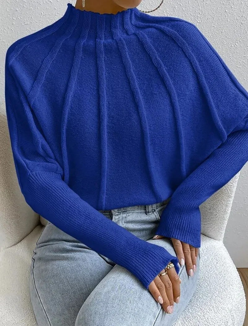 Annora Pelletier | Sunburst Mock Neck Knit Sweater For Women