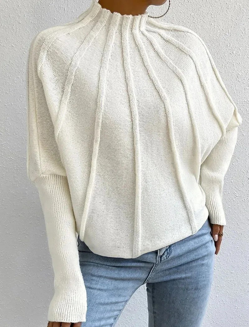 Annora Pelletier | Sunburst Mock Neck Knit Sweater For Women