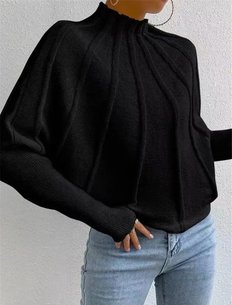 Annora Pelletier | Sunburst Mock Neck Knit Sweater For Women