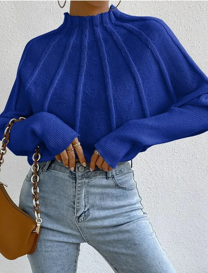 Annora Pelletier | Sunburst Mock Neck Knit Sweater For Women