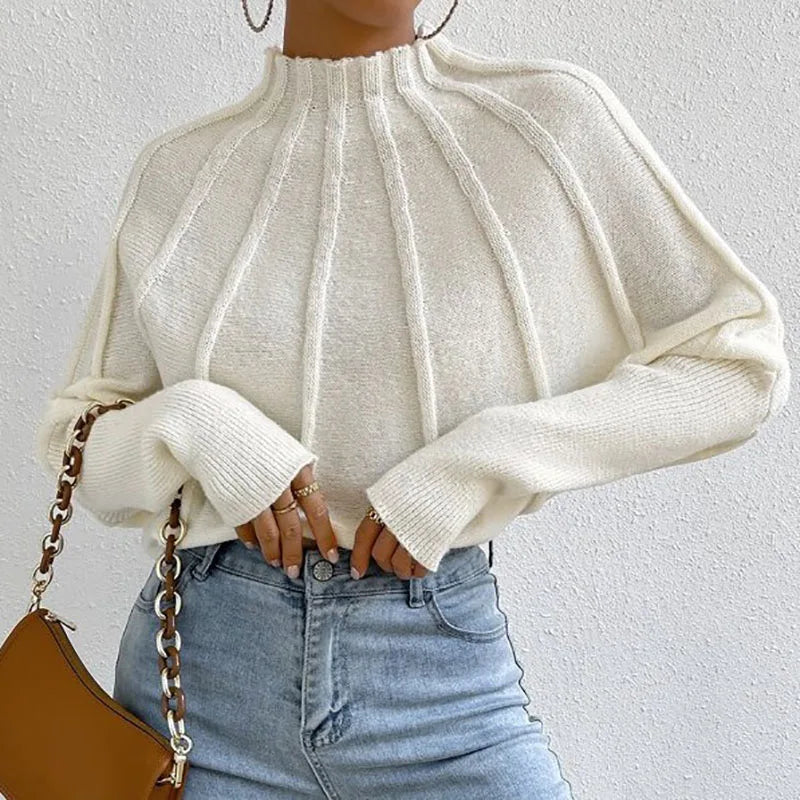 Annora Pelletier | Sunburst Mock Neck Knit Sweater For Women
