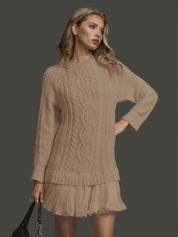 Lucinda Pemsworth | Cable Knit Midi Dress with Pleated Hem For Women