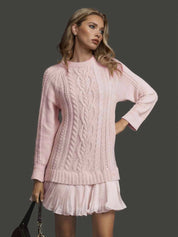 Lucinda Pemsworth | Cable Knit Midi Dress with Pleated Hem For Women