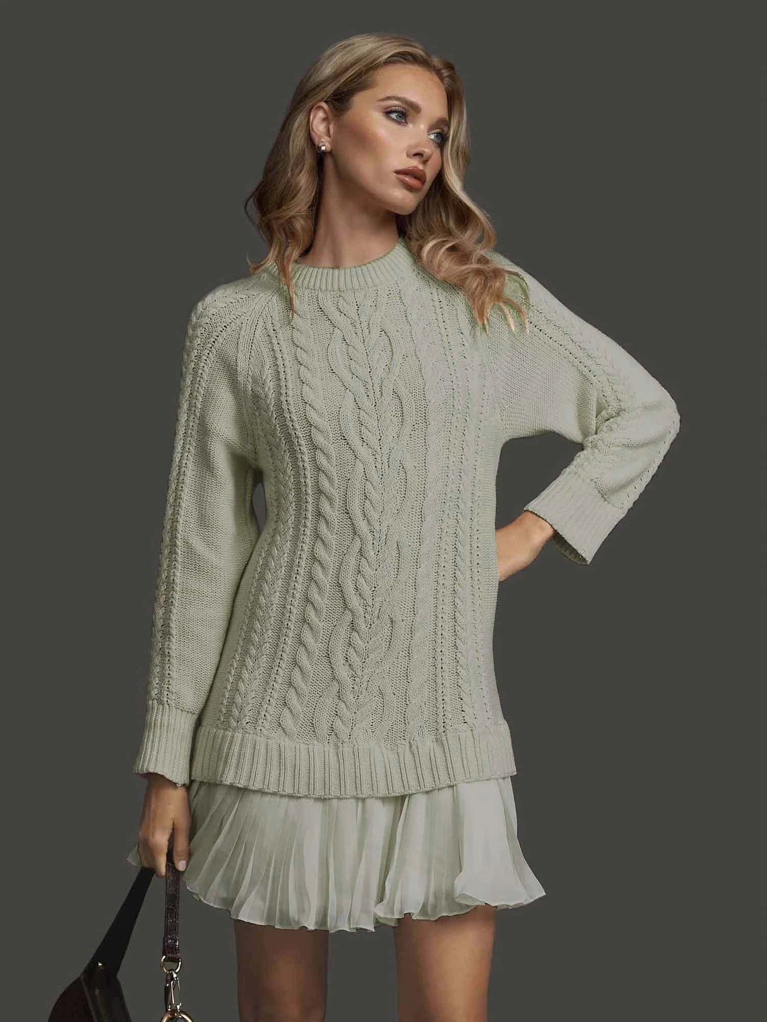 Lucinda Pemsworth | Cable Knit Midi Dress with Pleated Hem For Women