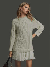Lucinda Pemsworth | Cable Knit Midi Dress with Pleated Hem For Women