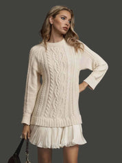 Lucinda Pemsworth | Cable Knit Midi Dress with Pleated Hem For Women