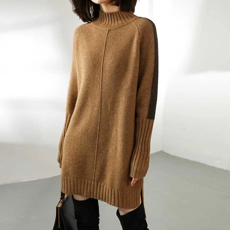 Annalise Greymont | Turtleneck Knit Mini Dress For Women