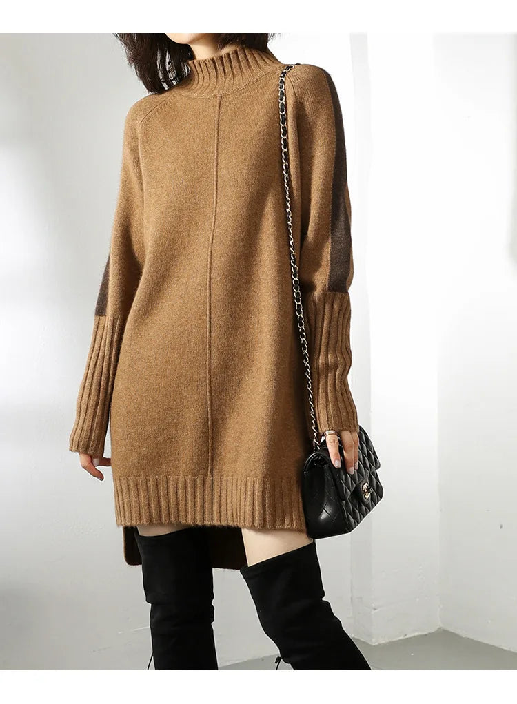 Annalise Greymont | Turtleneck Knit Mini Dress For Women