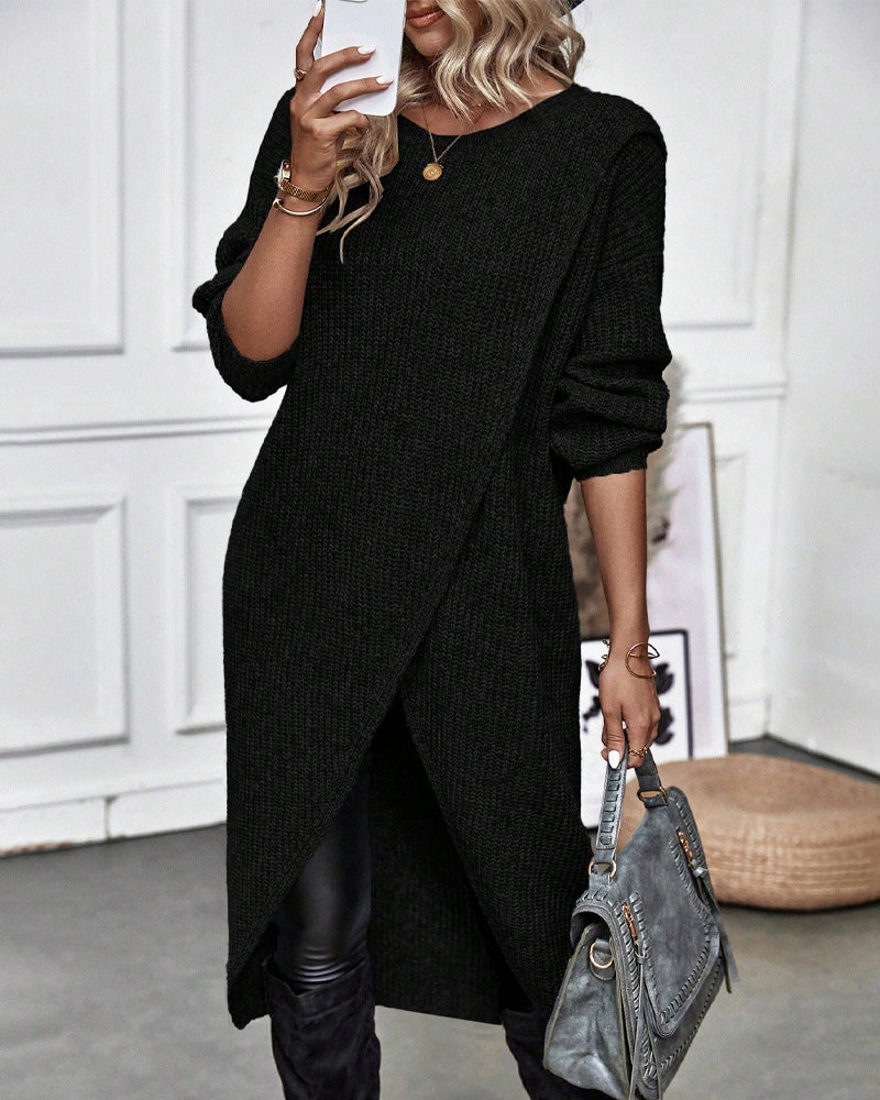 Elaine Sorbourne | Long Sleeve Knit Midi Sweater Dress For Women