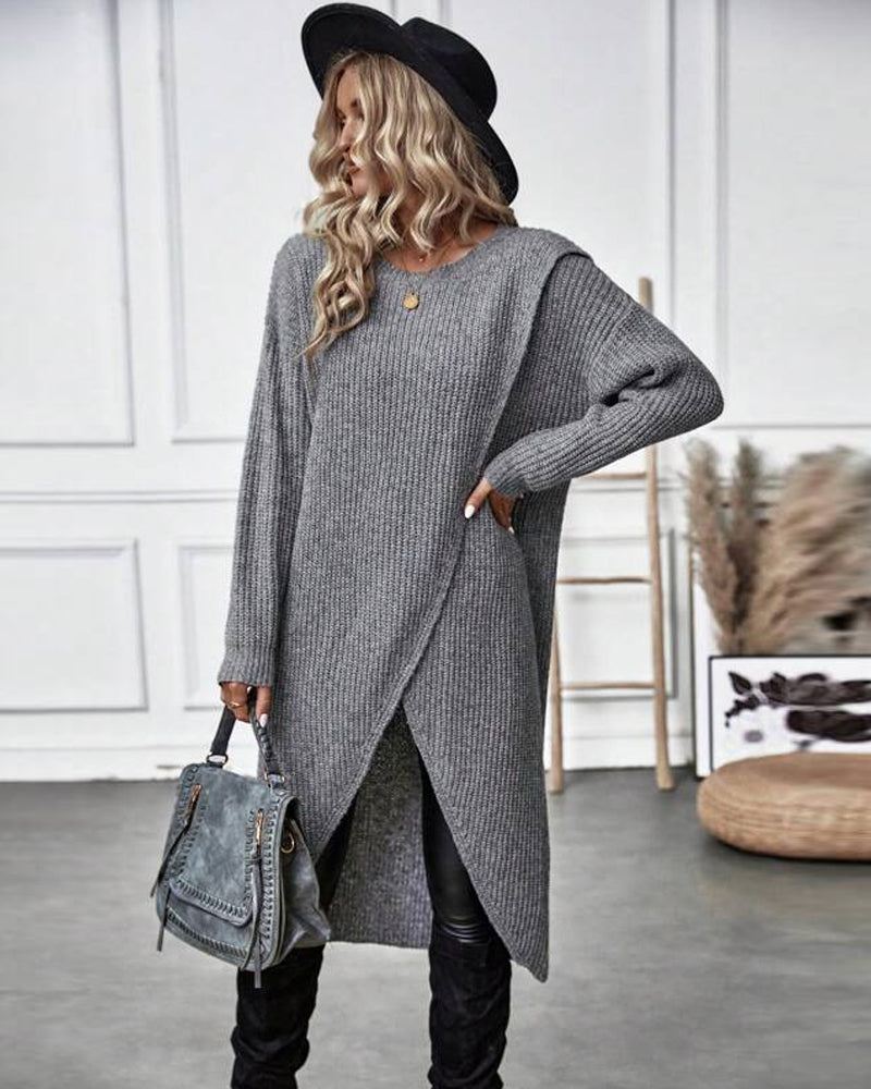 Elaine Sorbourne | Long Sleeve Knit Midi Sweater Dress For Women