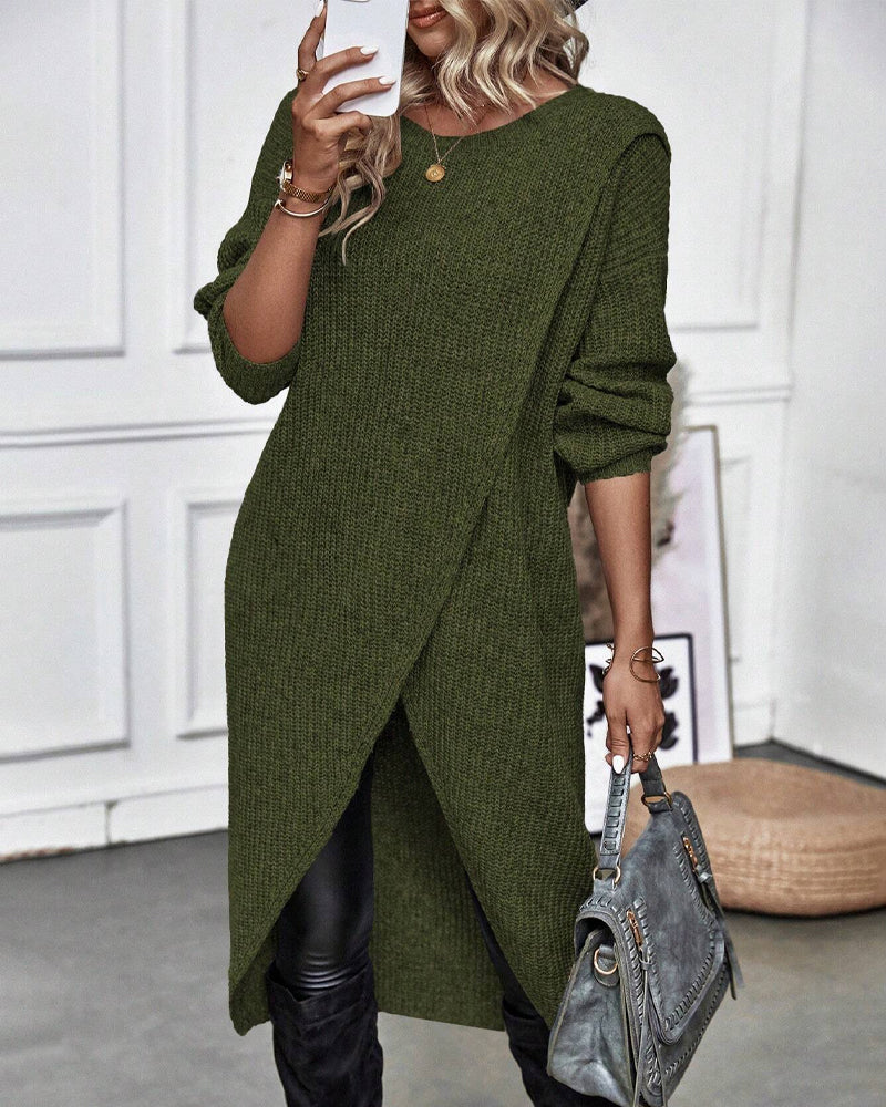 Elaine Sorbourne | Long Sleeve Knit Midi Sweater Dress For Women