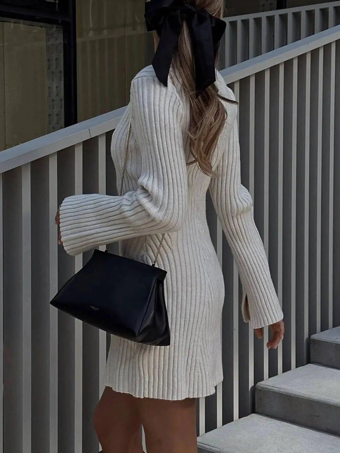 Gwendoline Ashbury | Ribbed Long Sleeve Mini Dress For Women