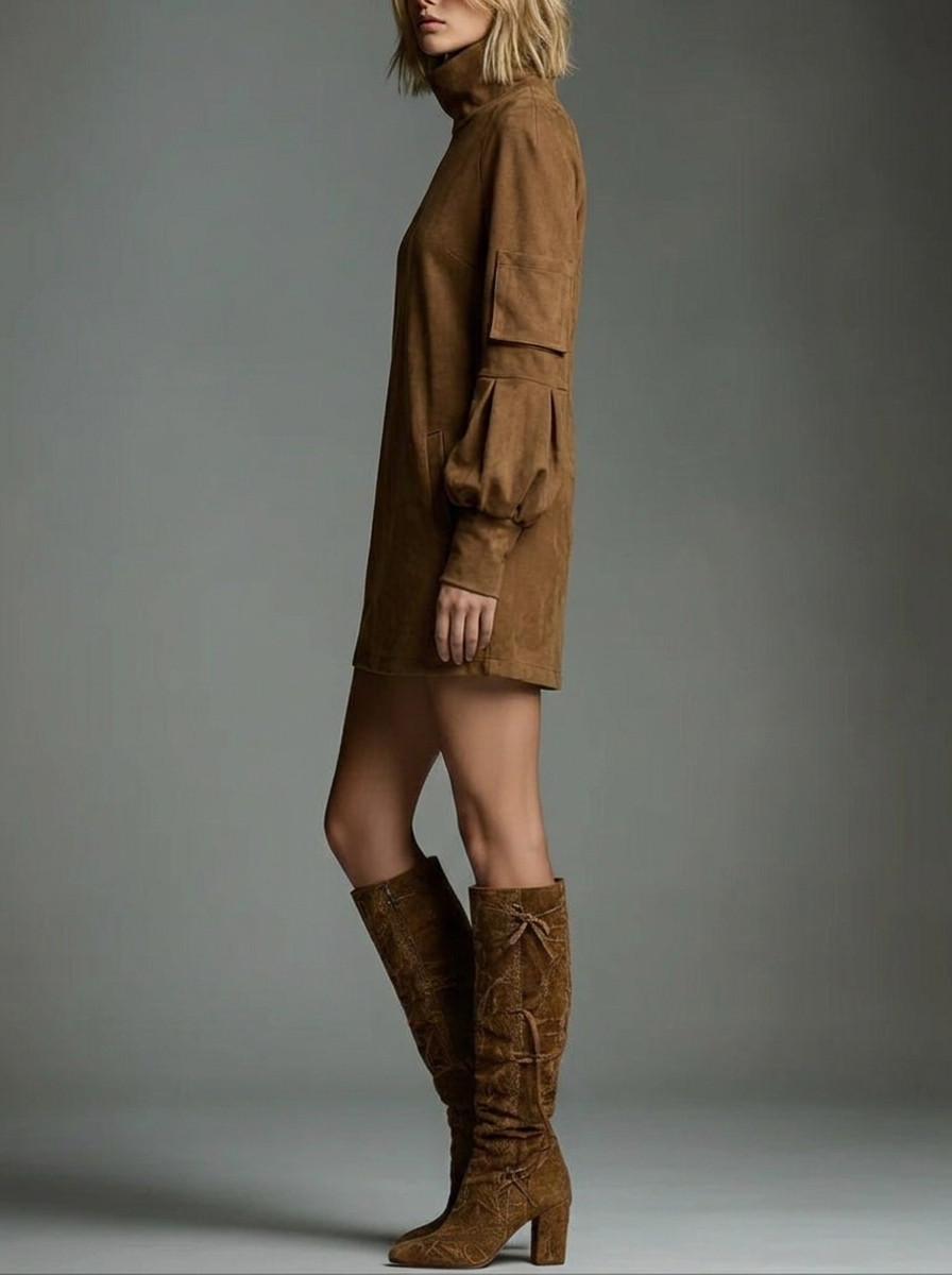 Marlowe Sinclair | Turtleneck Long Sleeve Mini Dress For Women