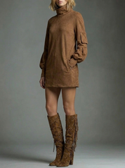 Marlowe Sinclair | Turtleneck Long Sleeve Mini Dress For Women