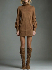Marlowe Sinclair | Turtleneck Long Sleeve Mini Dress For Women