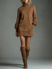 Marlowe Sinclair | Turtleneck Long Sleeve Mini Dress For Women
