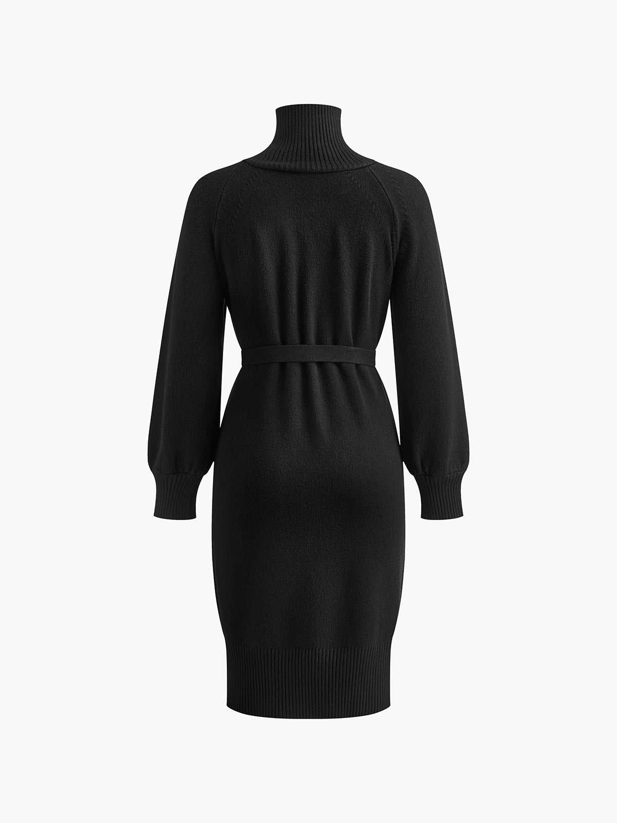 Vivienne Blackwell | Belted Turtleneck Knit Midi Dress For Women