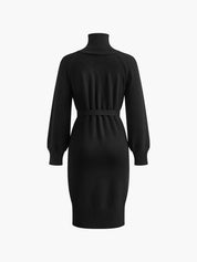Vivienne Blackwell | Belted Turtleneck Knit Midi Dress For Women