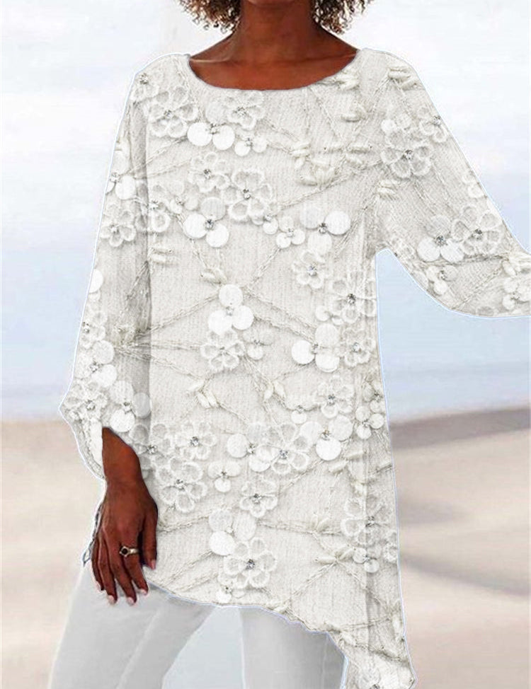 Mathilde Carrington | Floral Embroidered Long Sleeve Top For Women