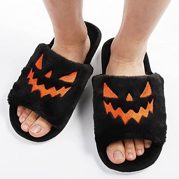 Little Boo | Pumpkin Halloween Slippers For Women