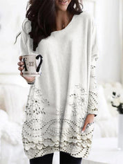 Rosette Fairclaire | Long Sleeve Lace Hem Mini Dress For Women