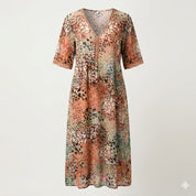 Sylvana Merrifield | Boho Floral Print Midi Dress For Women
