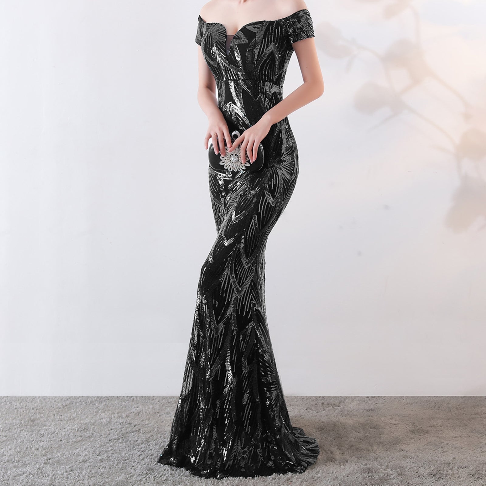 Francesca Lowell | Sequin Fishtail Formal Maxi Dress For Women