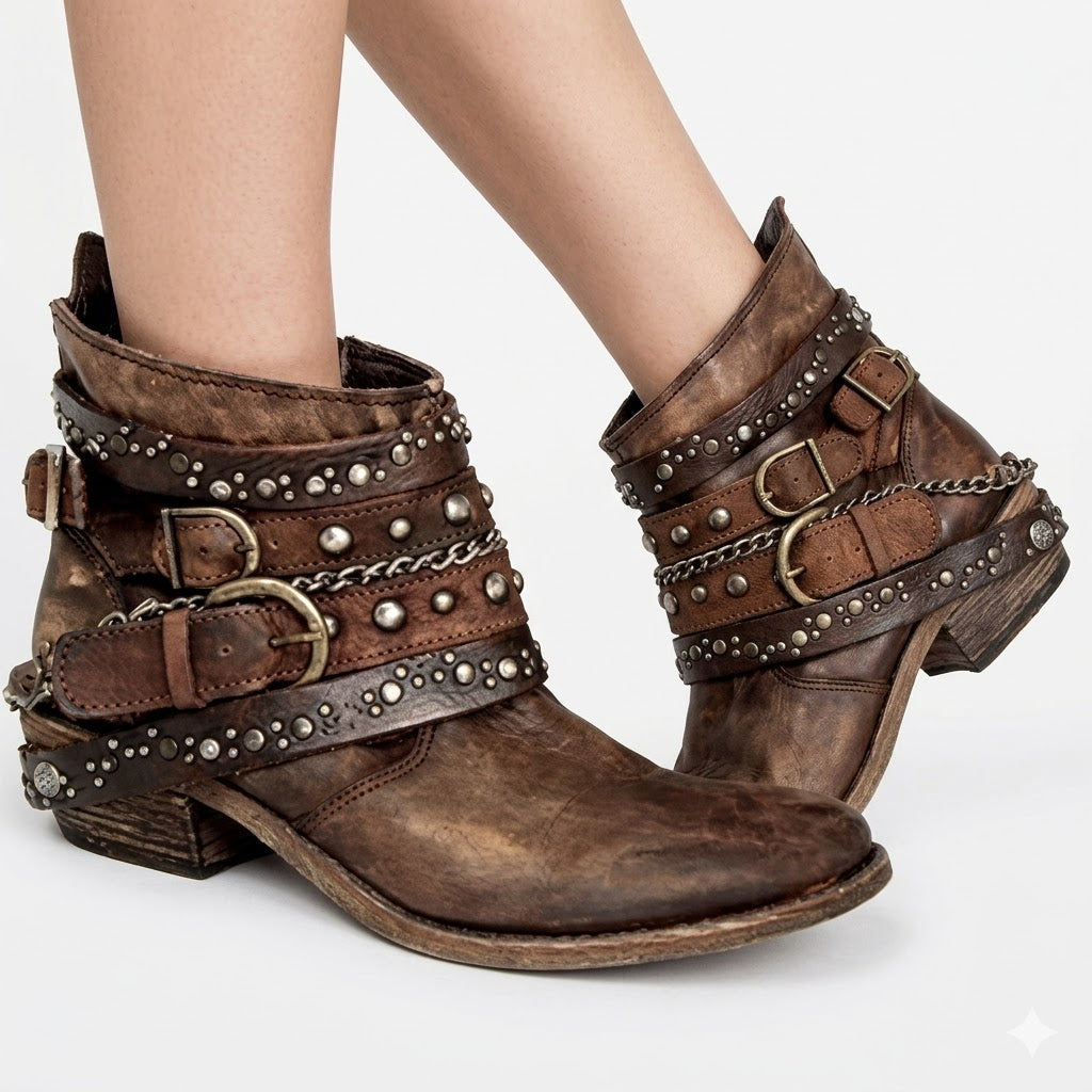 Harriet Collingdale | Studded Biker Ankle Boots For Women