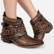 Harriet Collingdale | Studded Biker Ankle Boots For Women