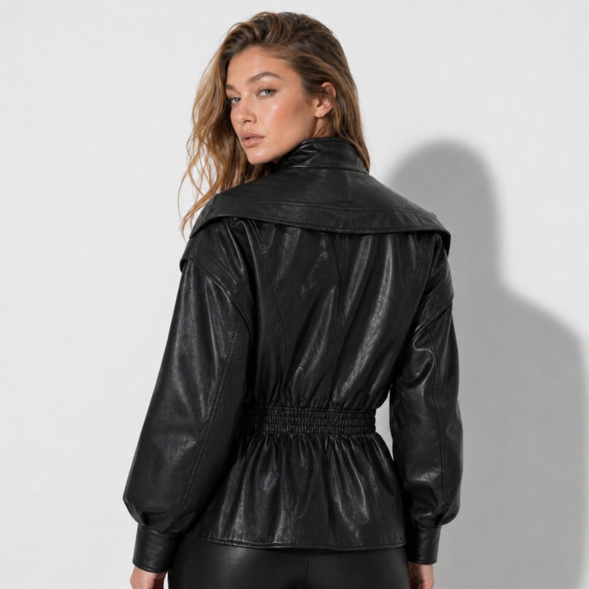 Francesca Dunleigh | Faux Leather Peplum Jacket For Women