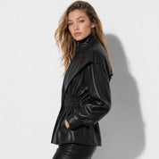 Francesca Dunleigh | Faux Leather Peplum Jacket For Women