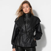 Francesca Dunleigh | Faux Leather Peplum Jacket For Women
