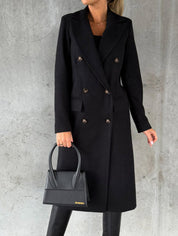 Henriette Colbourne | Double-Breasted Longline Wool-Blend Coat For Women